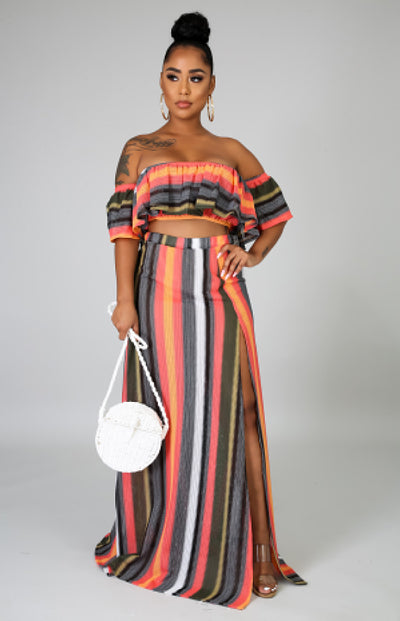 Ruffle Strip Skirt Set