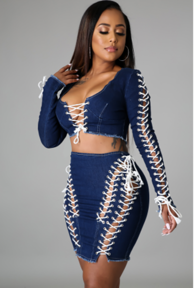 Show Me Denim Skirt Set