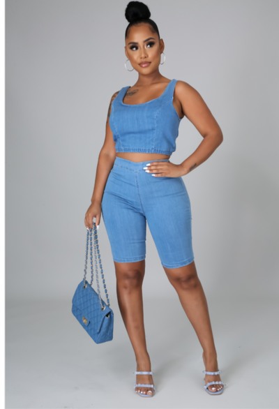 Denim Short Set